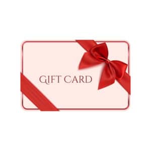 Gift card template with red ribbon and a bow